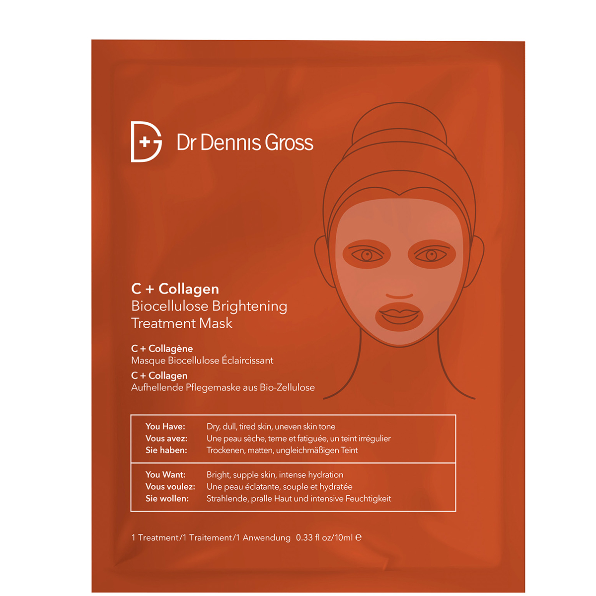Dr Dennis Gross C+ Collagen Biocellulose Brightening Treatment Mask 1 st