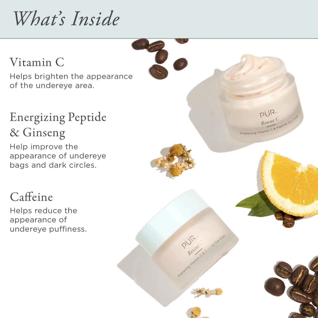 PUR Rescue C brightening vitamin C & peptide eye cream